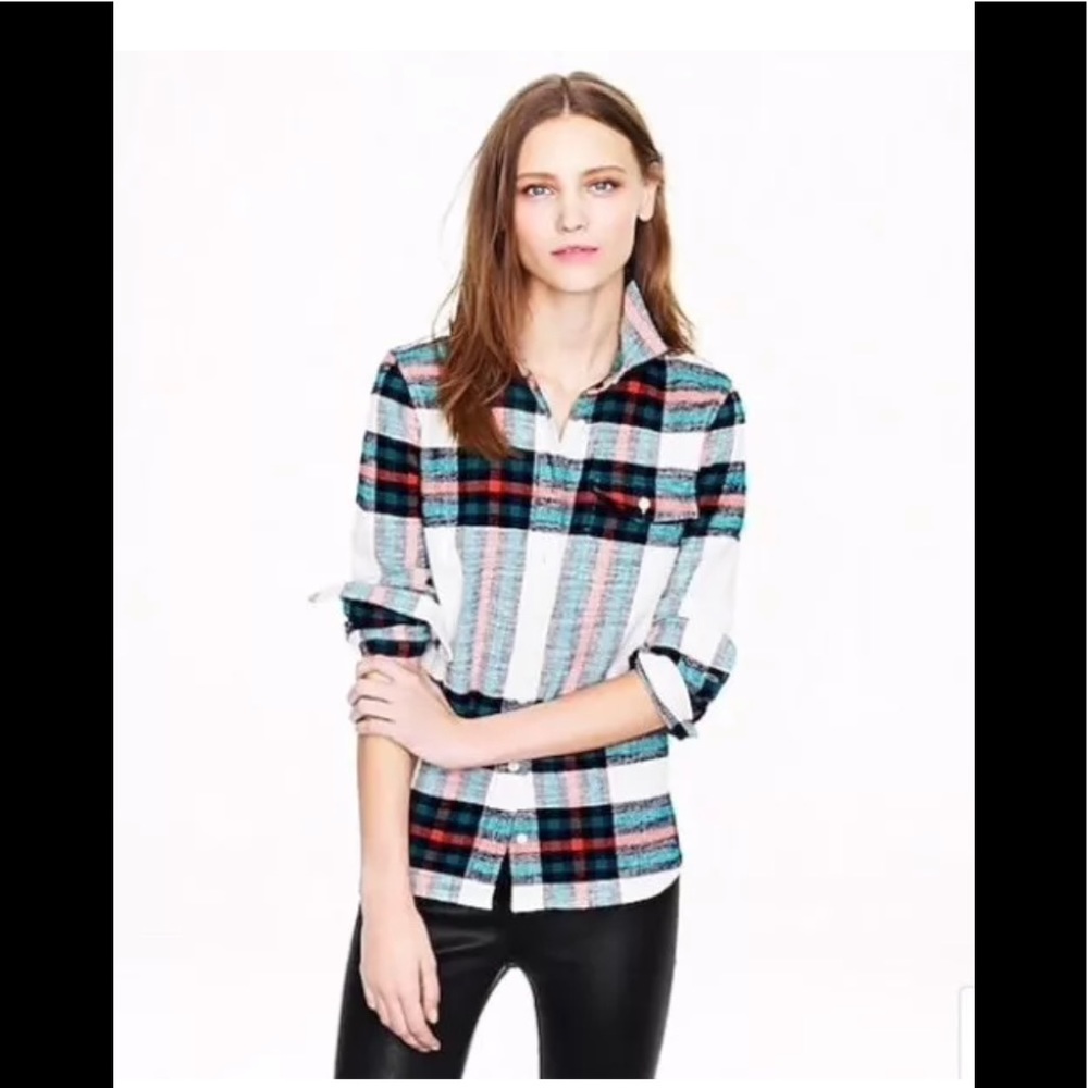 J CREW ROCK SALT PLAID BOY SHIRT